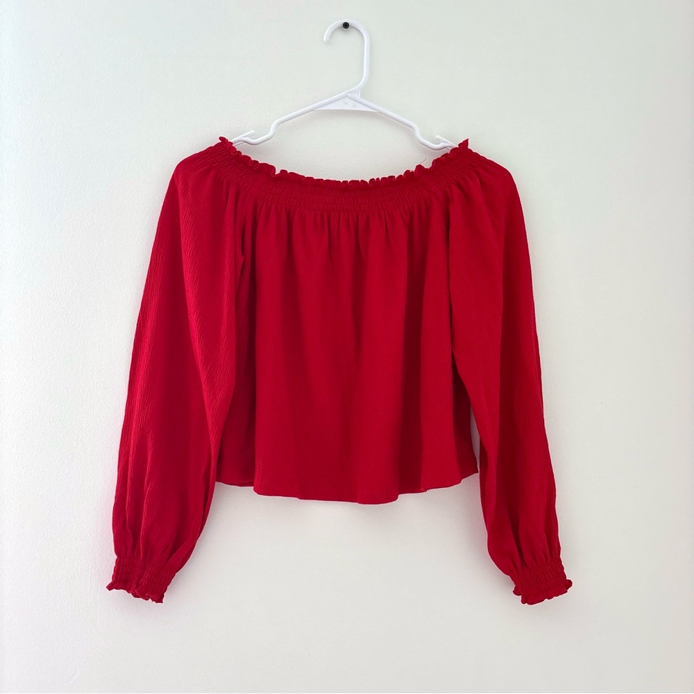 H&M Off the Shoulder Long Sleeve Red Size S